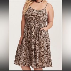 Torrid 1 cheetah leopard print chiffon dress w/ pockets